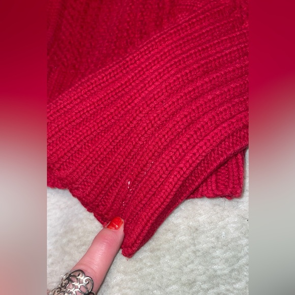 Small Vintage Route 66 Red zip up fold over collar sweater braided cable knot - Picture 6 of 8